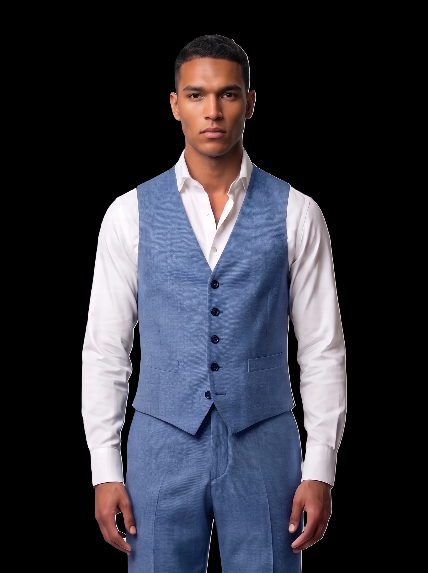 The Custom Vest - Light Blue Sharkskin