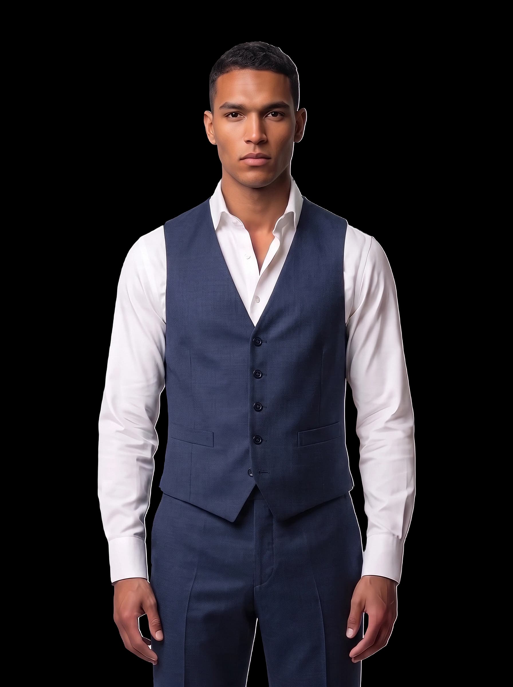 The Custom Vest - Navy Sharkskin