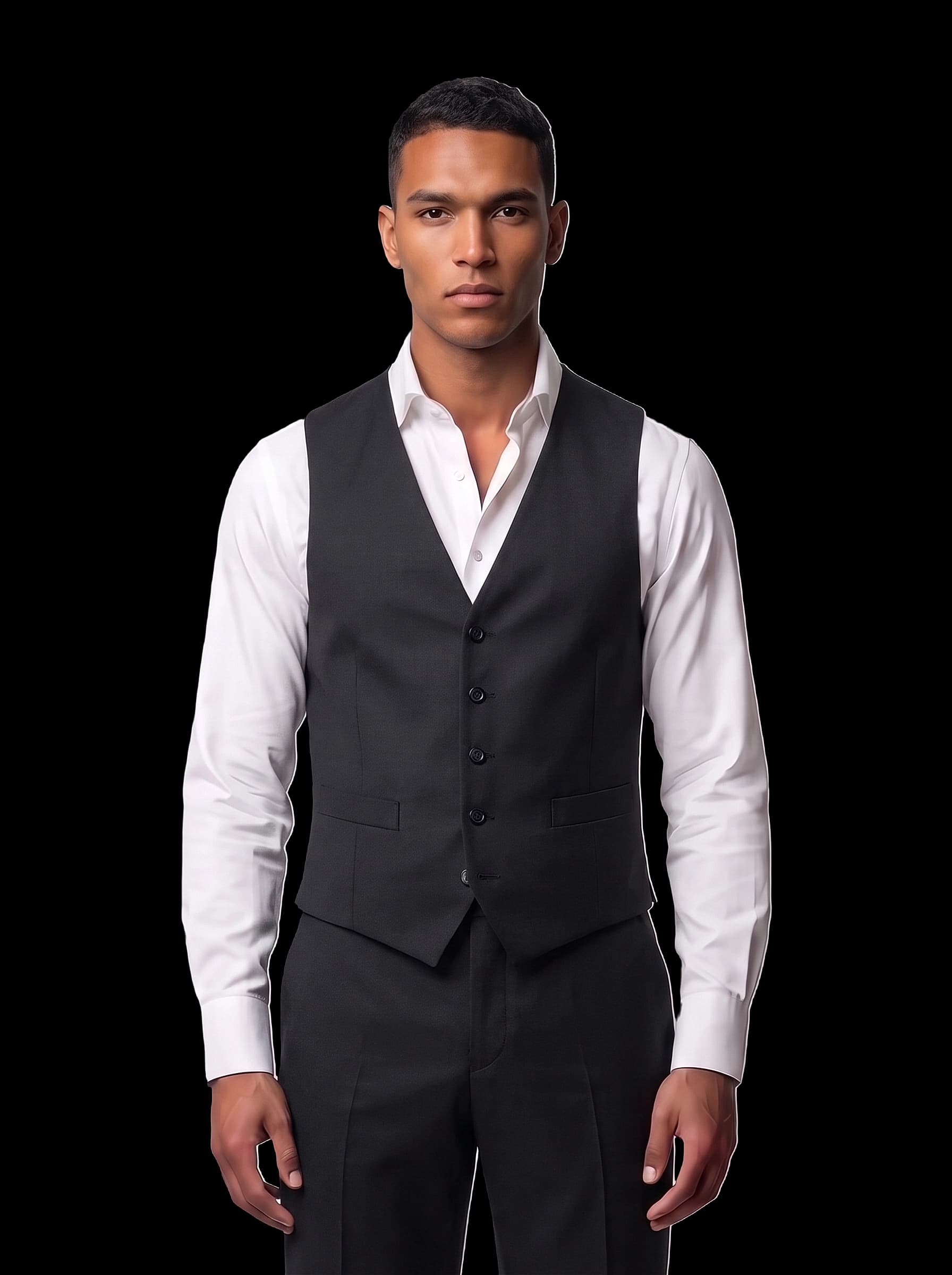 The Custom Vest - Black Barathea